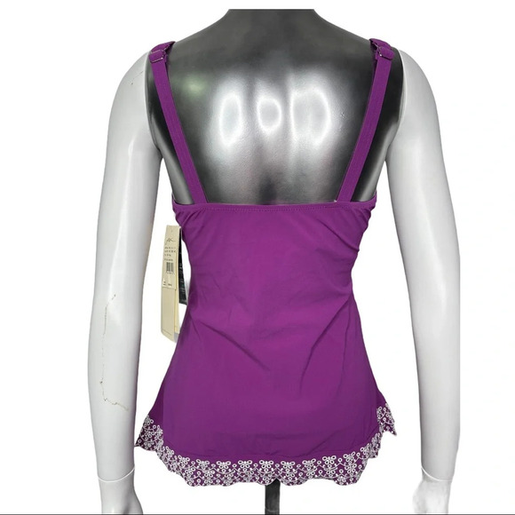 Gottex Tankini Purple Tankini Ruched Sides 34E - Picture 3 of 4